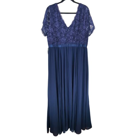 Torrid Plus Size 24 Sequin Lace Maxi Dress Navy Evening Gown NWT - Picture 7 of 12